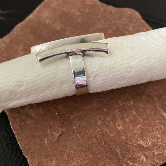 .925 Large Double Bar Sterling Silver Ring - Picture 7 of 14